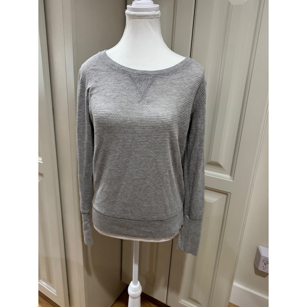 Cynthia Rowley Gray Long Sleeve Crew Neck Pullover Top Waffle Knit‎ Small